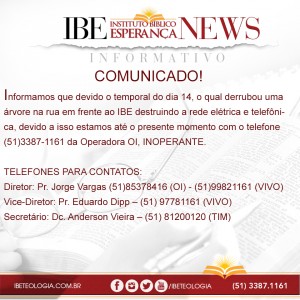 Comunicado telefone IBE